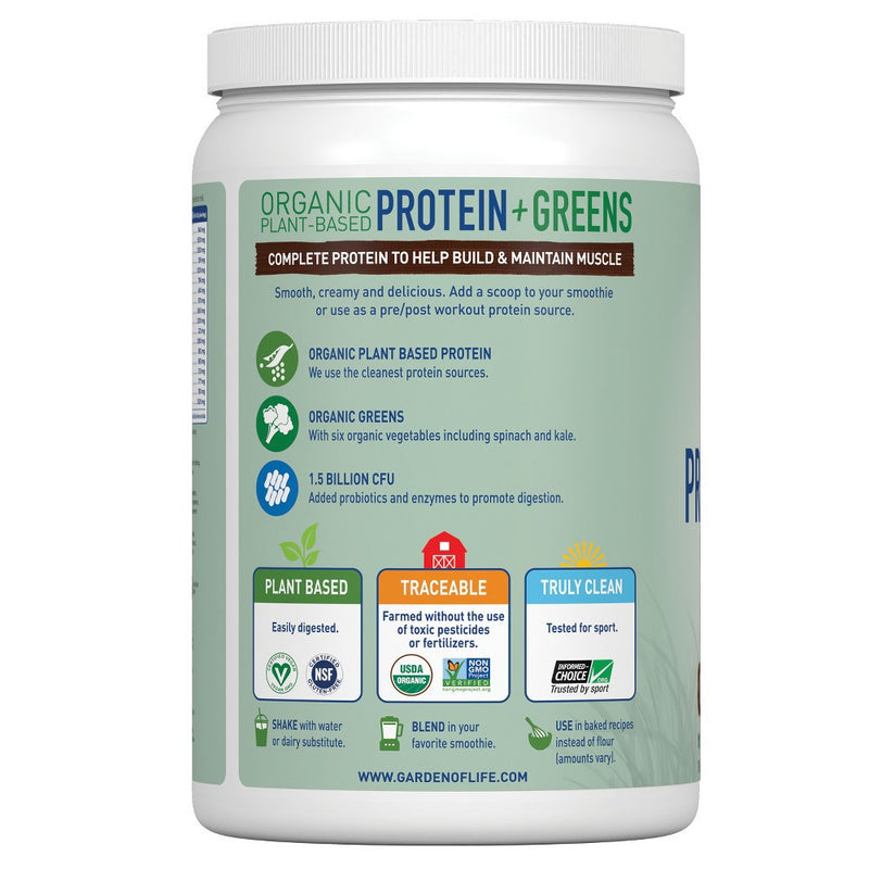 Garden of Life Organic Vegan Protein + Greens Plant Based Shake Mix - Chocolate - 19.4oz