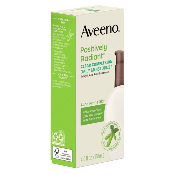 Aveeno Clear Complexion Acne Facial Moisturizer with Soy & Salicylic Acid for Acne Prone Skin - 4 fl oz