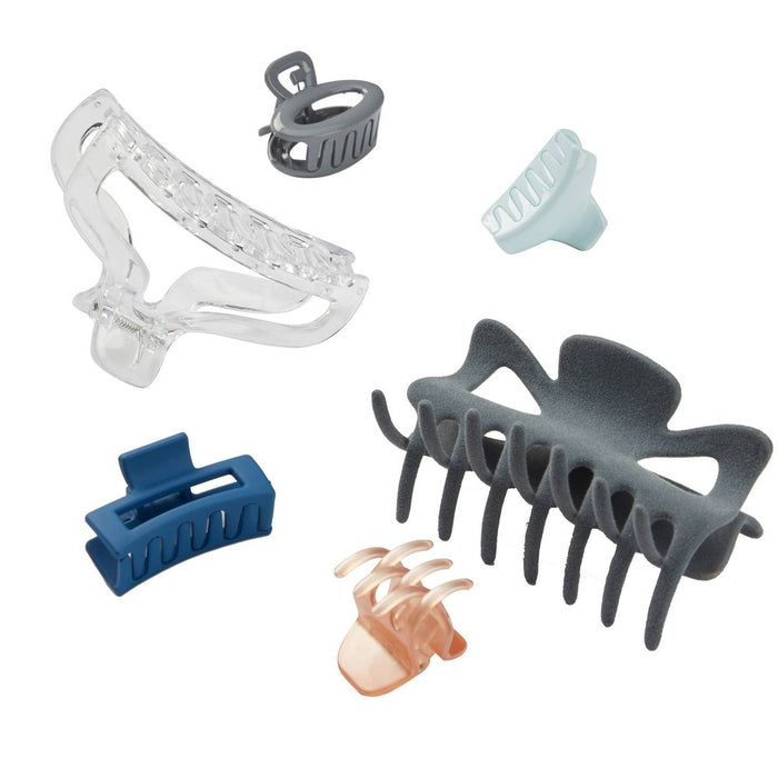 scunci Holiday Assorted Claw Hair Clips Gift Set - Blue - 6ct