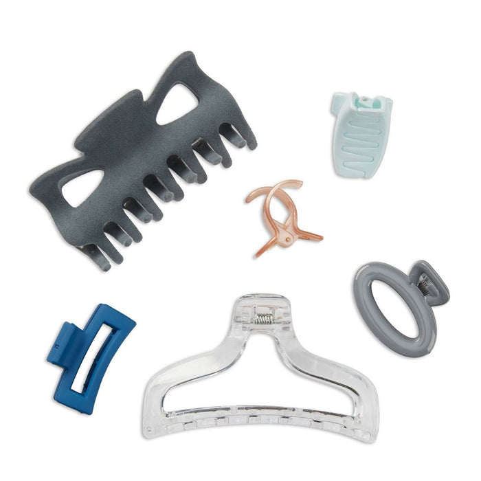 scunci Holiday Assorted Claw Hair Clips Gift Set - Blue - 6ct