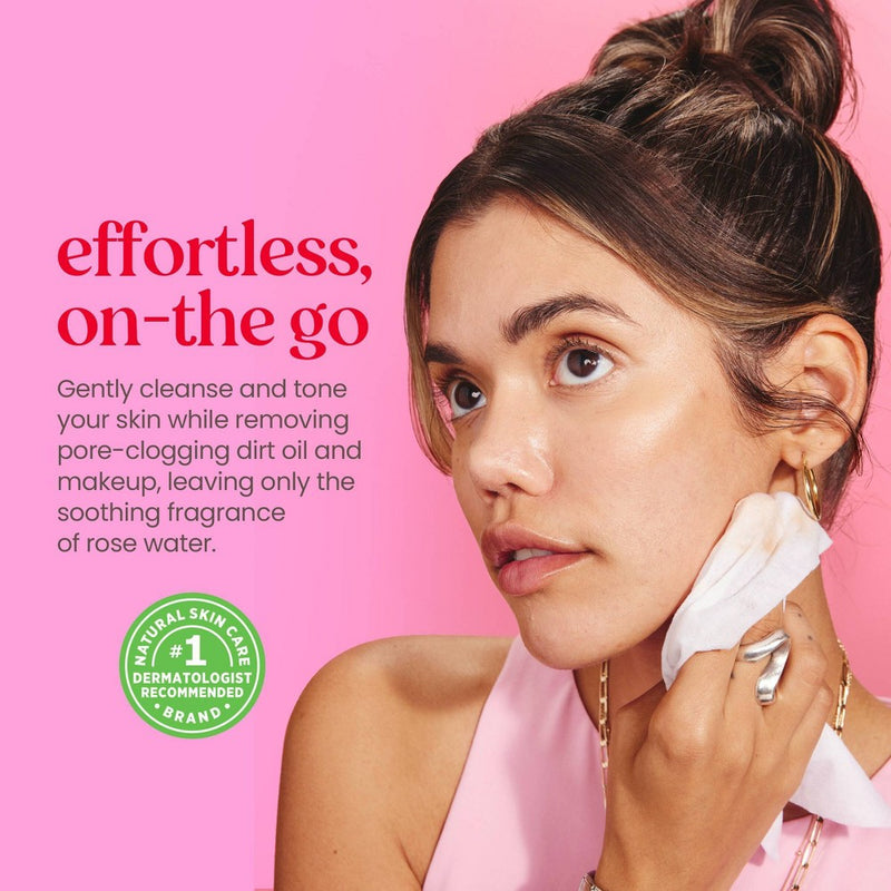 Burt's Bees Facial Cleansing Towelettes Micellar Rose Makeup Removing - Unscented - 30ct