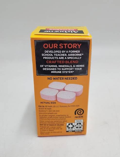 Airborne Immune Chewable Tablets with Vitamin C & Zinc - Berry - 32ct EXP 10/26