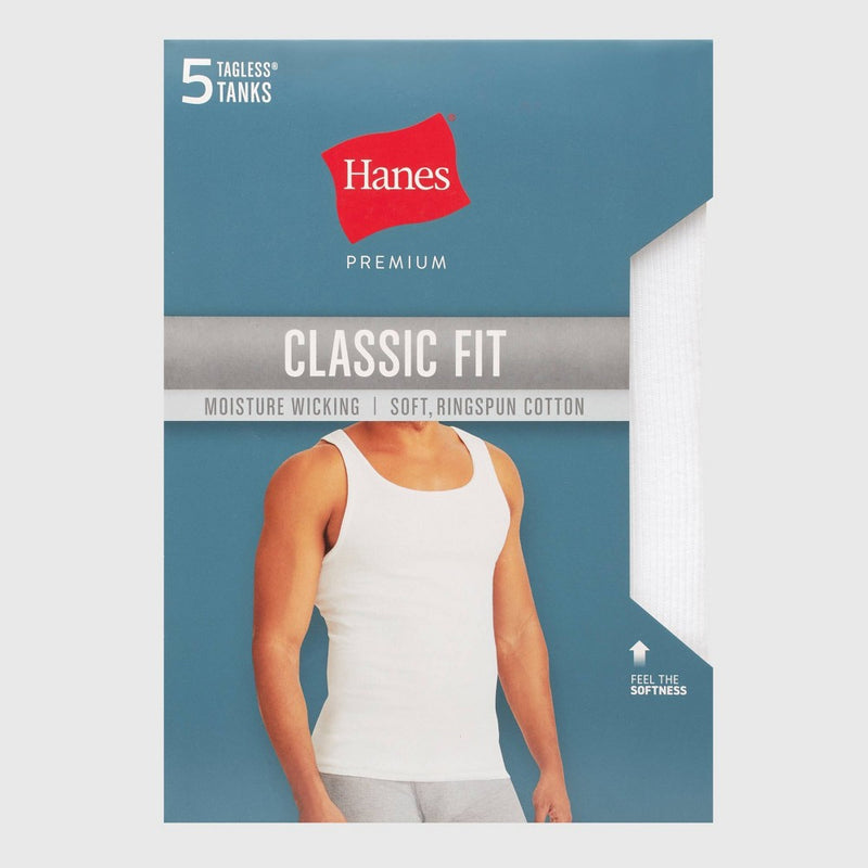 Hanes Premium Men's Comfort Tank Top Undershirt 5pk - White L