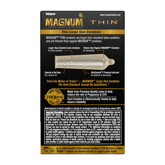 Trojan Magnum Thin Lubricated Condoms - 12ct