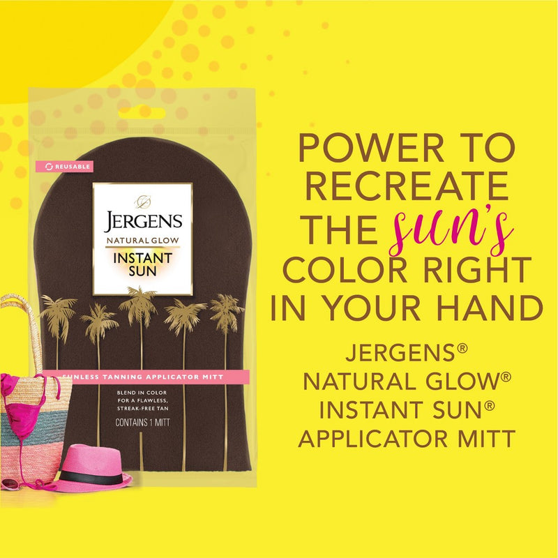 Jergens Natural Glow Instant Sun Application Mitt For Self Tanners, Streak-Free Sunless Tanning Glove