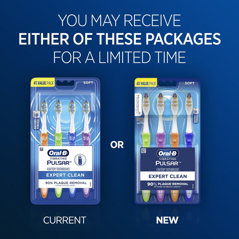 Oral-B Pulsar Expert Clean Battery Soft Toothbrush - 4pk