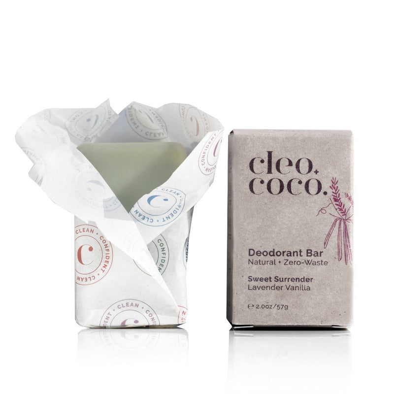 cleo+coco. Plastic Free Natural Deodorant Bar For Men and Women - Aluminum Free - Lavender Vanilla - 2oz