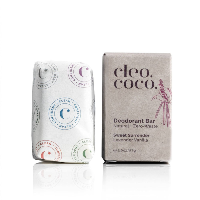 cleo+coco. Plastic Free Natural Deodorant Bar For Men and Women - Aluminum Free - Lavender Vanilla - 2oz