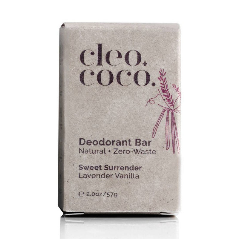 cleo+coco. Plastic Free Natural Deodorant Bar For Men and Women - Aluminum Free - Lavender Vanilla - 2oz