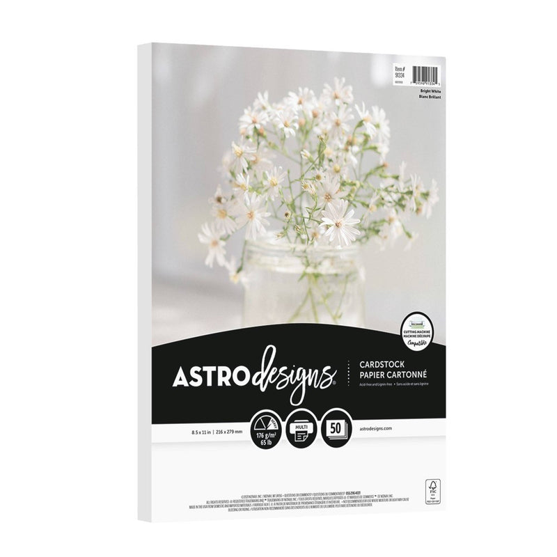 8.5"x11" 50-Sheet Bright White Cardstock 65 lb- Astrodesigns