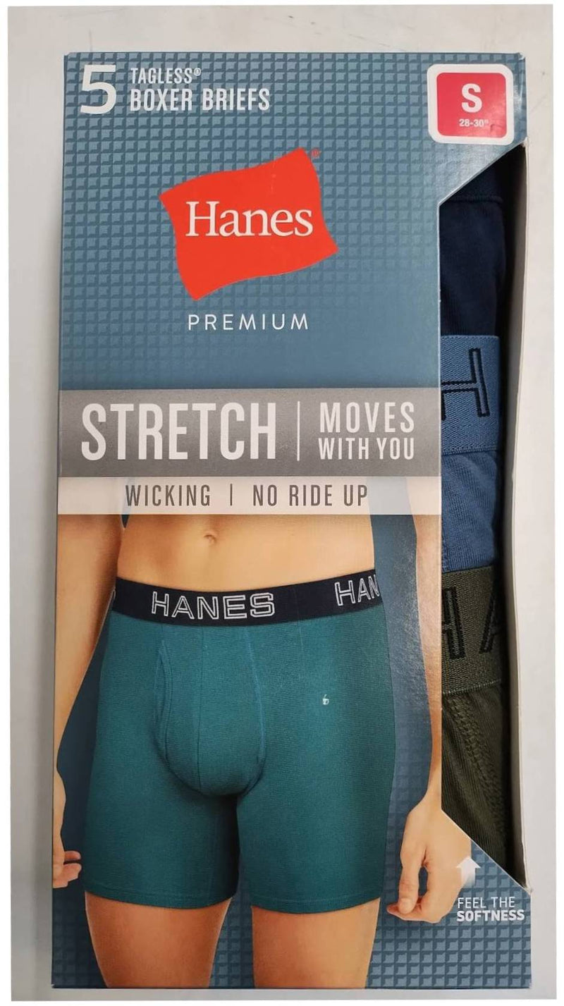 Hanes Premium Men's 5pk Boxer Briefs - Blue/Maroon/Orange S