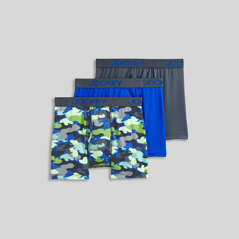 Jockey Generation Boys' 3pk Microfiber Boxer Briefs - Blue/Gray/Green XL