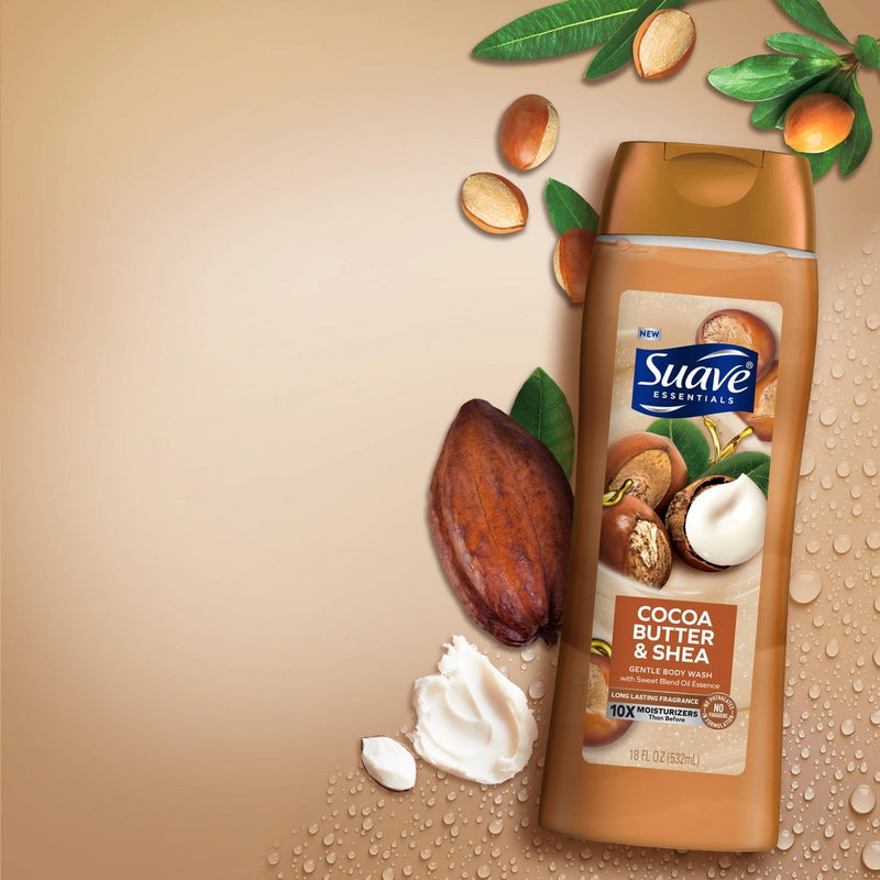Suave Essentials Cocoa Butter & Shea Creamy Body Wash Soap for All Skin Types - 18 fl oz
