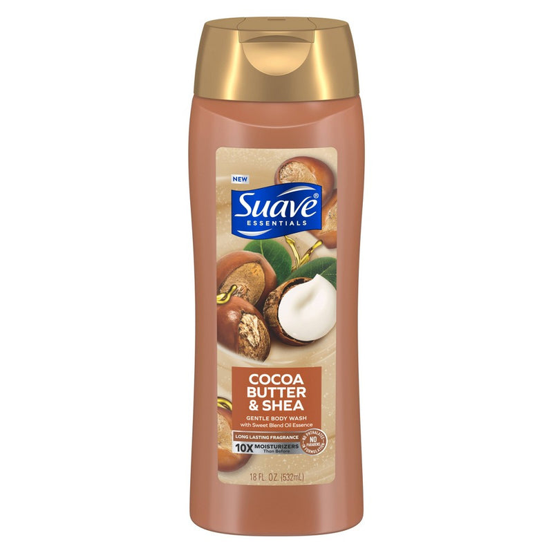 Suave Essentials Cocoa Butter & Shea Creamy Body Wash Soap for All Skin Types - 18 fl oz