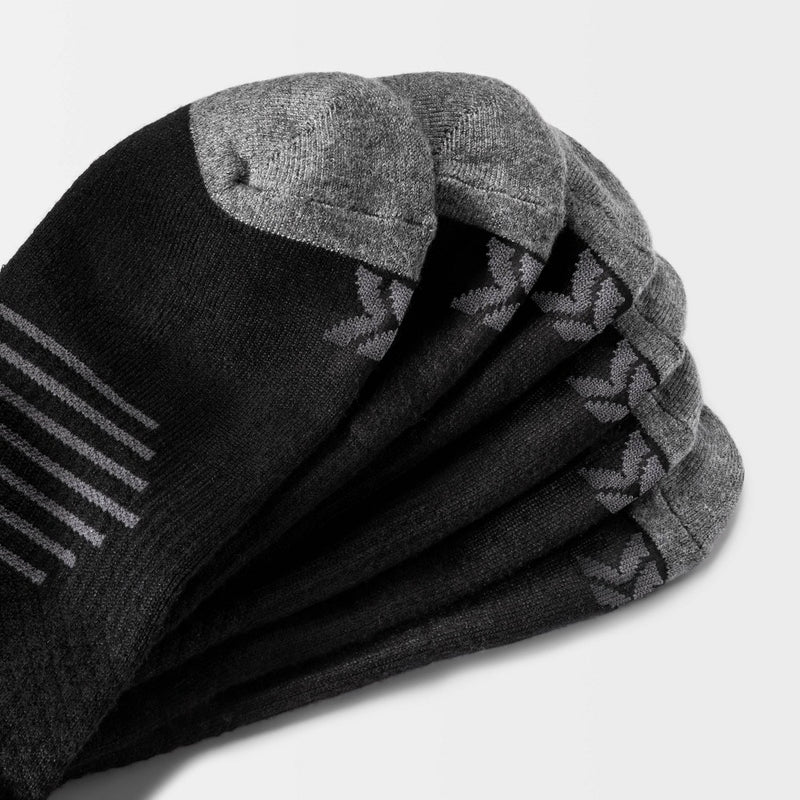 Men's Striped Arch Crew Socks 3pk - All in Motion Black 6-12