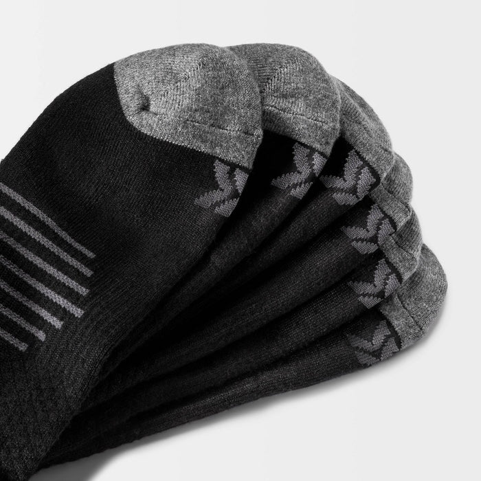 Men's Striped Arch Crew Socks 3pk - All in Motion Black 6-12