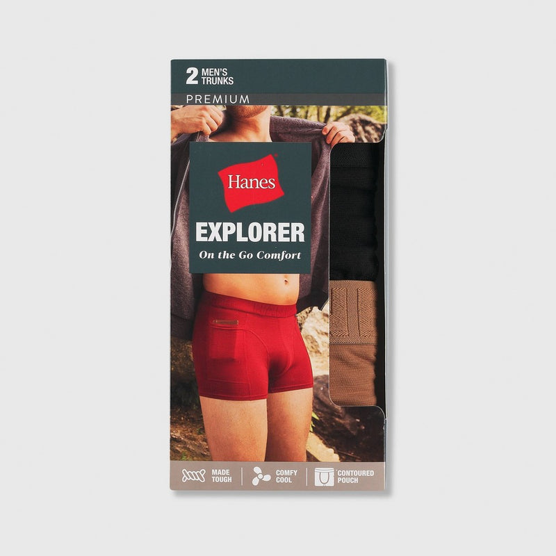 Hanes Premium Men's Explorer Trunks 2pk - Brown/Black S