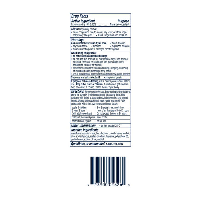 Vicks Sinex Severe Moisturizing Nasal Spray Ultra Fine Mist - 0.5 fl oz