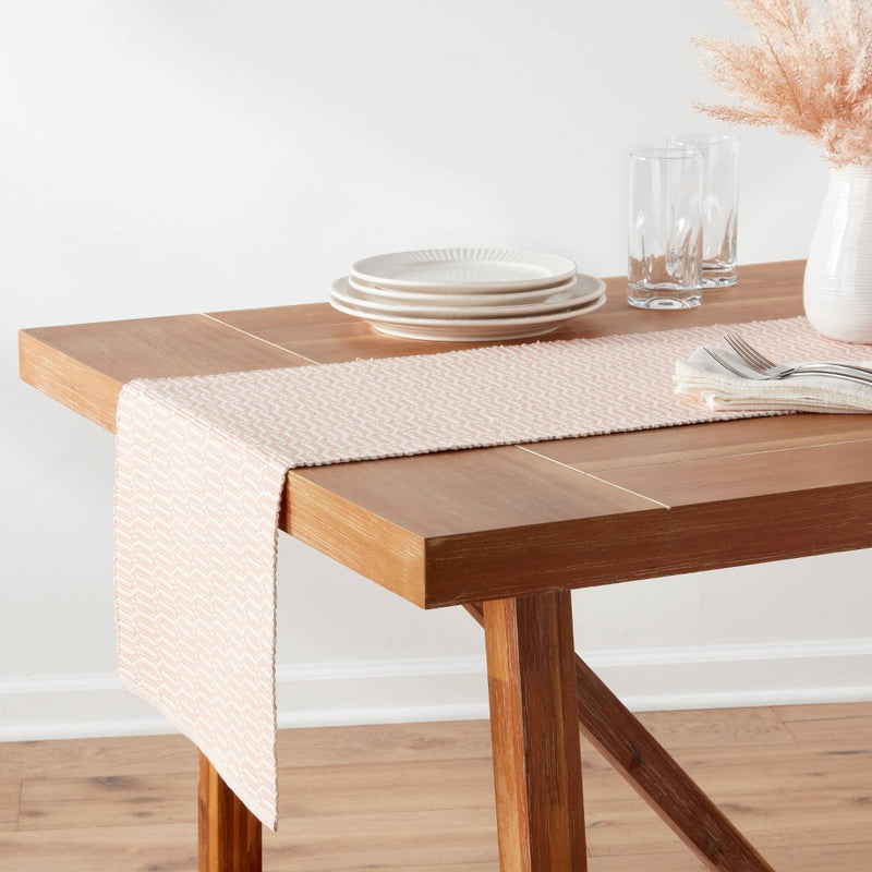 108" x 14" Modern Single Layer Ribbed Table Runner Pink - Threshold