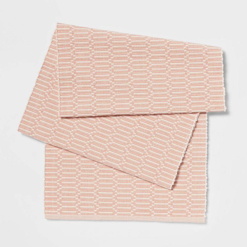 108" x 14" Modern Single Layer Ribbed Table Runner Pink - Threshold