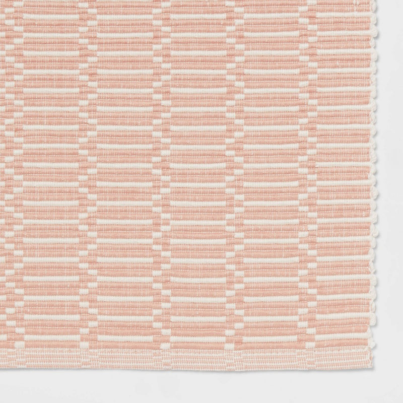 108" x 14" Modern Single Layer Ribbed Table Runner Pink - Threshold