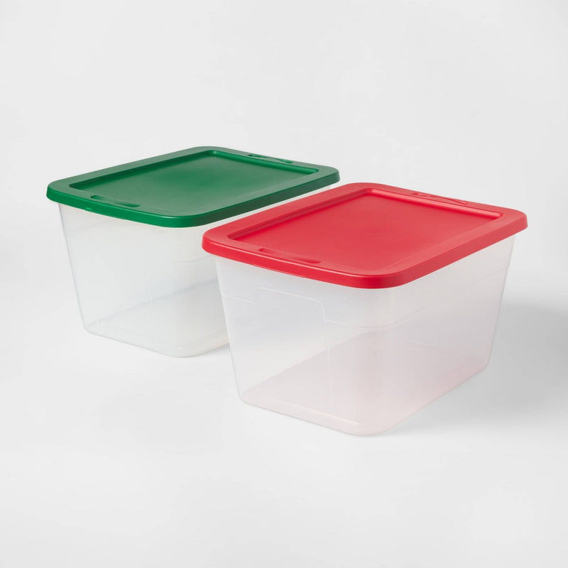 56qt Non-Latching Storage Bin Red or Green Lid - Brightroom (LOCAL PICKUP ONLY)