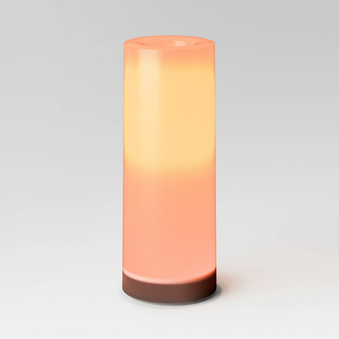 8"x3" AA Plastic LED Large Flameless Pillar Candle with Timer White - Threshold