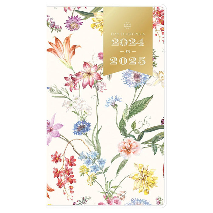 Day Designer 2024 Planner 3.625"x6.125" Monthly Clear Cover Wild Blooms White