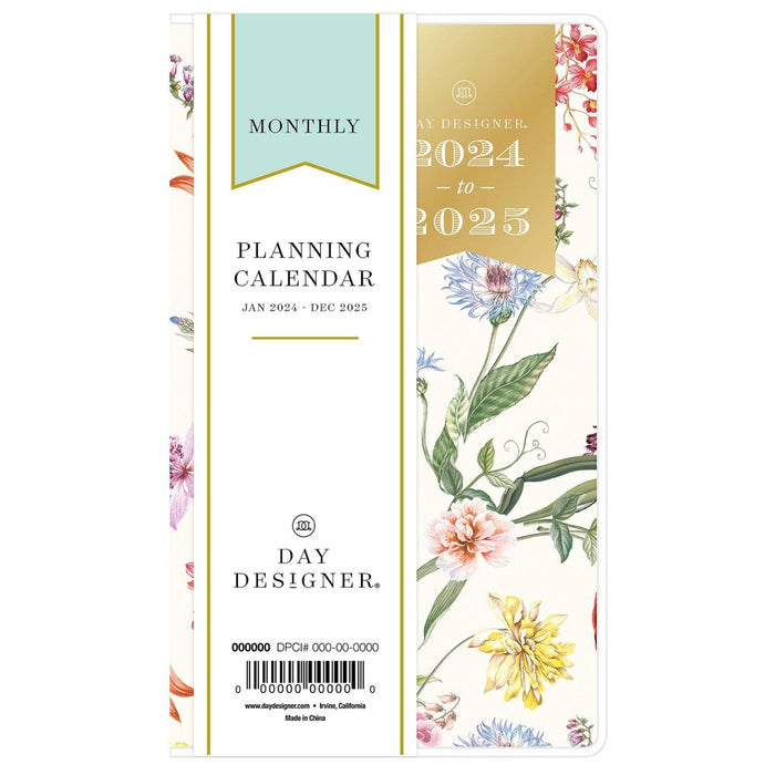 Day Designer 2024 Planner 3.625"x6.125" Monthly Clear Cover Wild Blooms White