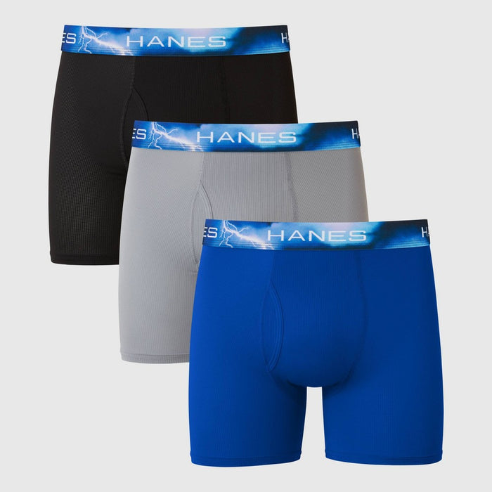 Hanes Premium Men's Performance Ultralight Boxer Briefs 3pk - Blue/Teal/Gray L