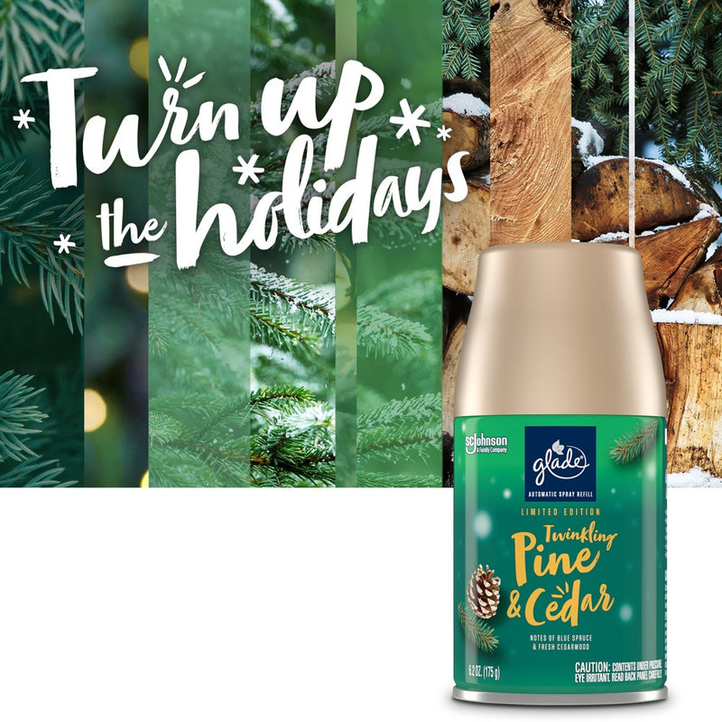 Glade Automatic Spray Air Freshener - Twinkling Pine & Cedar - 6.2oz