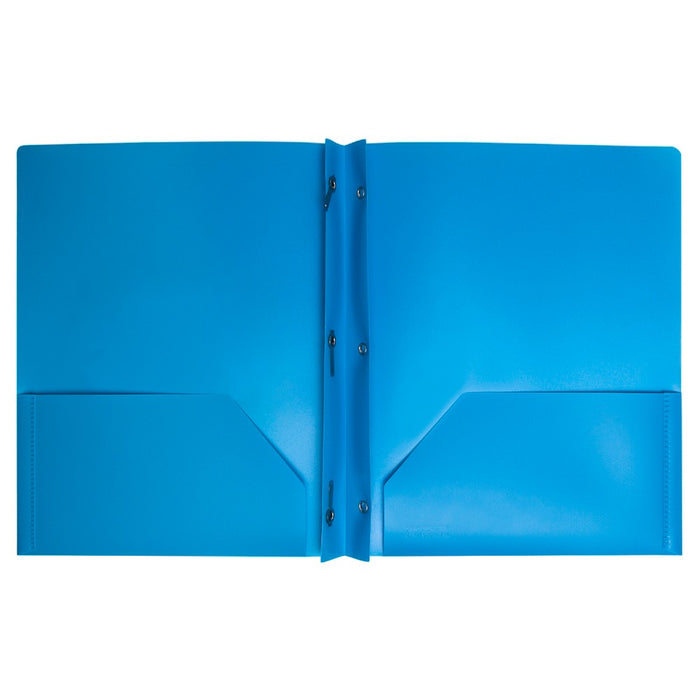 2 Pocket Plastic Folder with Prong Fasteners Blue - Yoobi