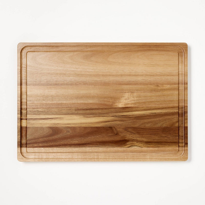 14"x20" Acacia Wood Carving Board with Juice Groove Natural - Figmint