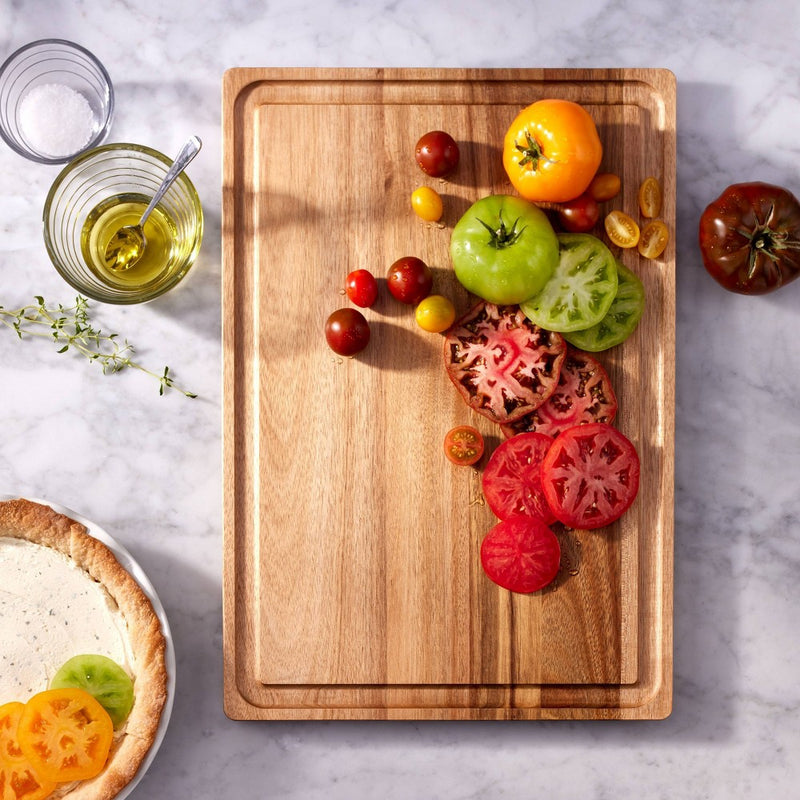 14"x20" Acacia Wood Carving Board with Juice Groove Natural - Figmint