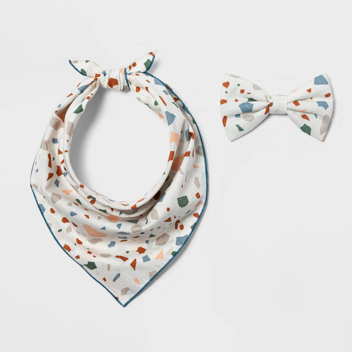 Terrazzo Full Tie Dog Bandana - Neutral - Boots & Barkley