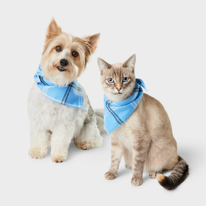 Plaid Matching Family Cat and Dog Bandana - Wondershop - Blue - One Size Fits Most