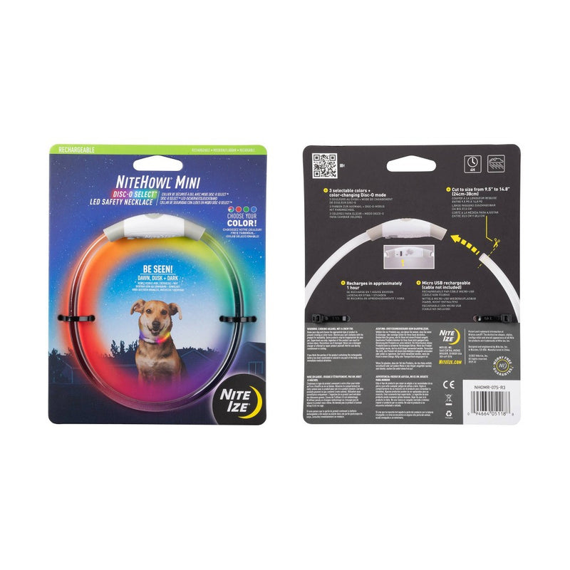 Nite Ize Mini Rechargable LED Safety Necklace Disc-O Adjustable Dog Collar