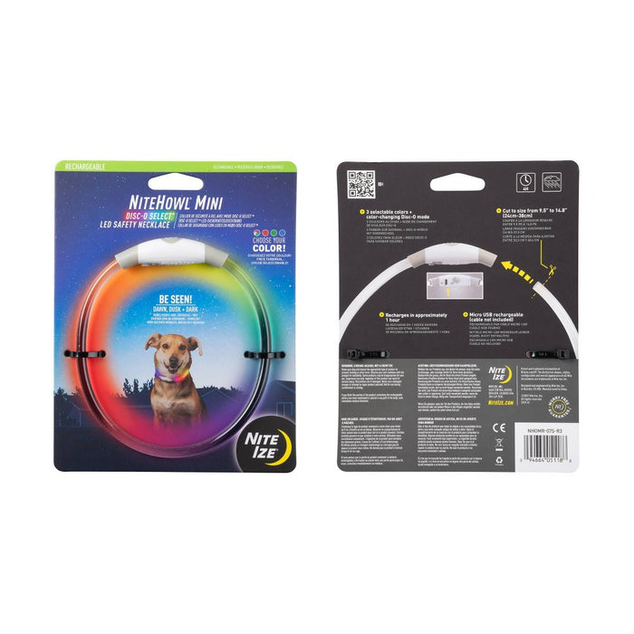 Nite Ize Mini Rechargable LED Safety Necklace Disc-O Adjustable Dog Collar