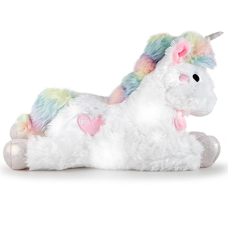 FAO Schwarz Glow Brights Toy Plush LED with Sound White Unicorn 15" Stuffed Animal