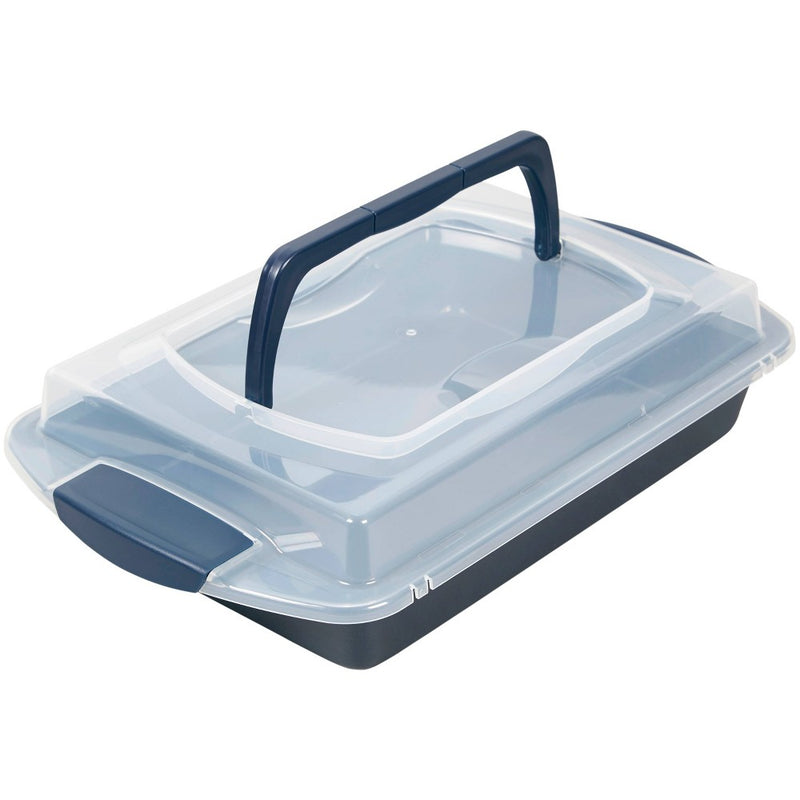 Wilton 9"x13" Diamond-Infused Non-Stick Oblong Pan with Cover Navy Blue