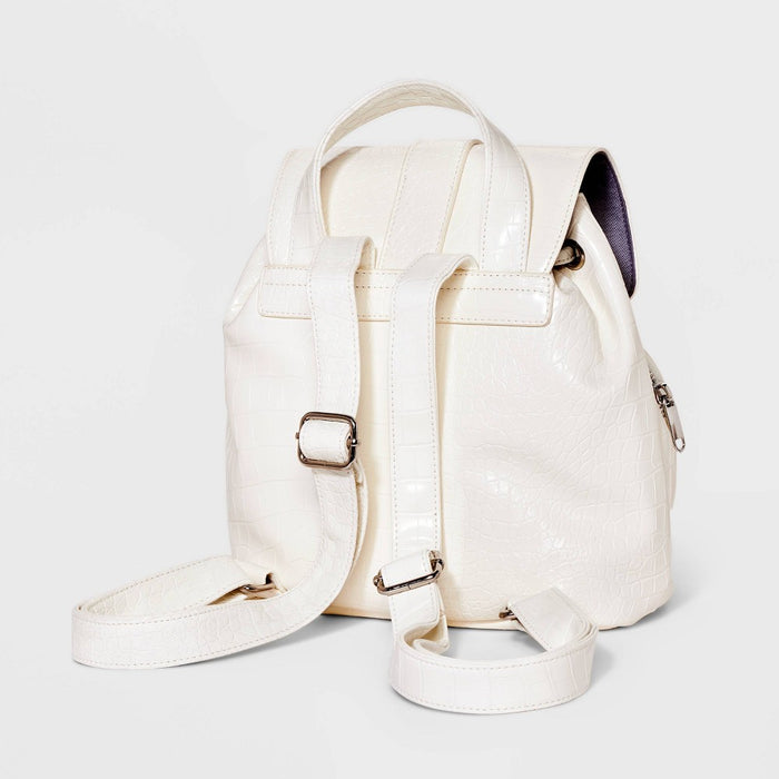 8.875" Mini Flap with Buckle with Closure Backpack - Wild Fable Cream/Crocodile Print