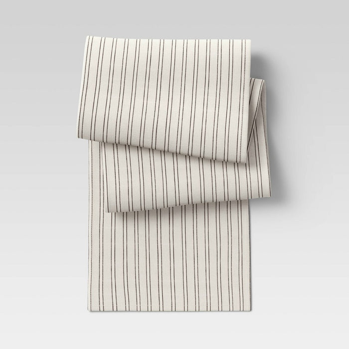 72" x 14" Cotton Striped Table Runner Natural - Threshold