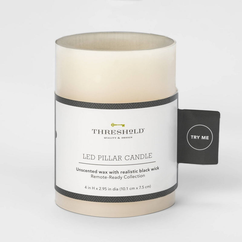 4" x 3"LED Flameless Black Wick Candle Cream - Threshold