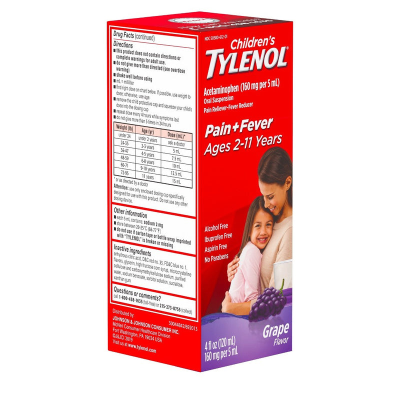 Children's Tylenol Pain + Fever Relief Liquid - Acetaminophen - Grape - 4 fl oz