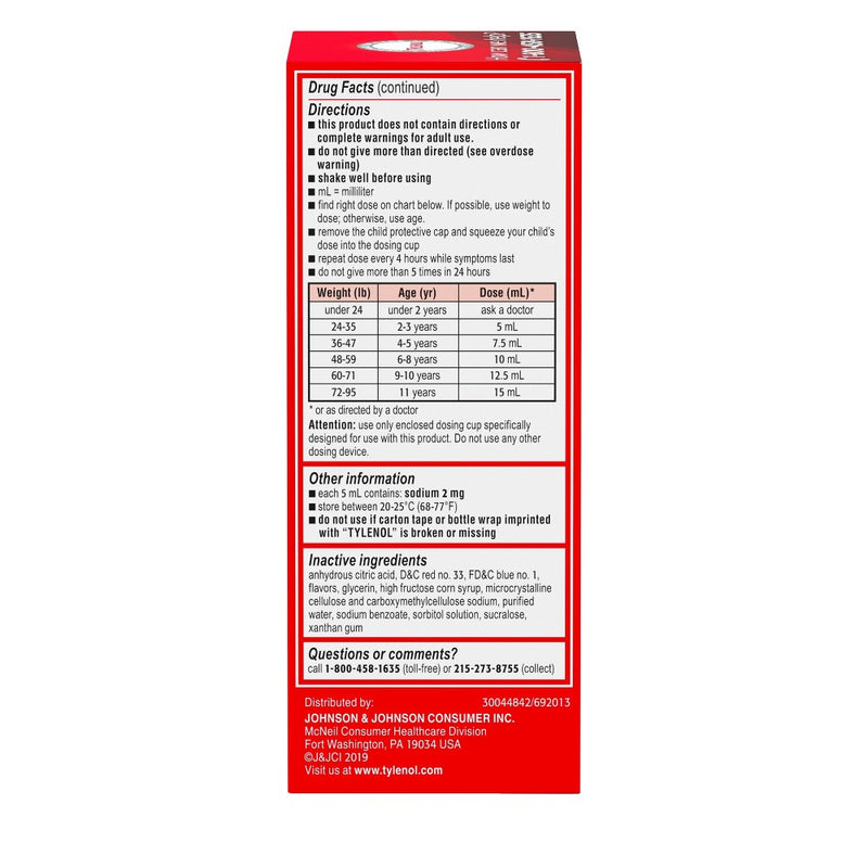 Children's Tylenol Pain + Fever Relief Liquid - Acetaminophen - Grape - 4 fl oz