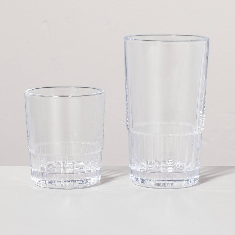 4pk 6.5oz Short Fluted Glass Tumbler Set Clear - Hearth & Hand with Magnolia