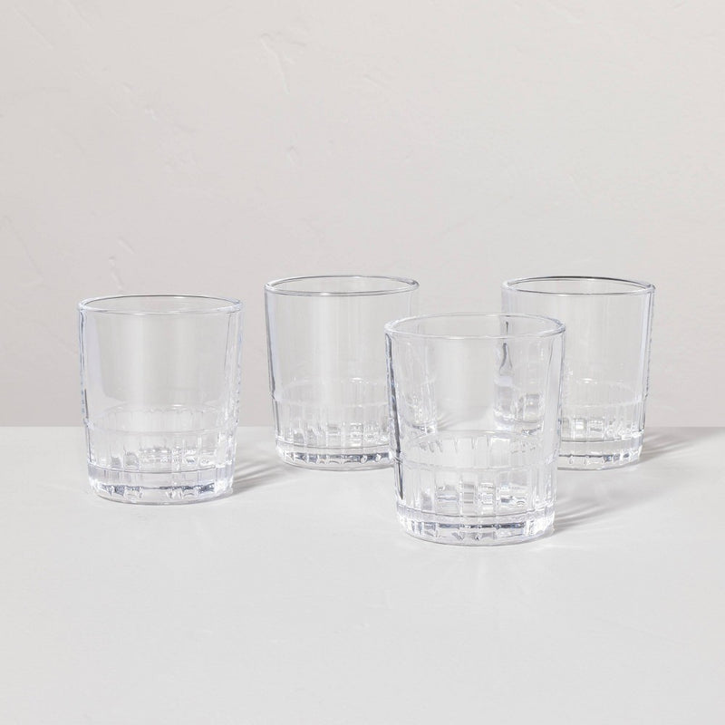 4pk 6.5oz Short Fluted Glass Tumbler Set Clear - Hearth & Hand with Magnolia