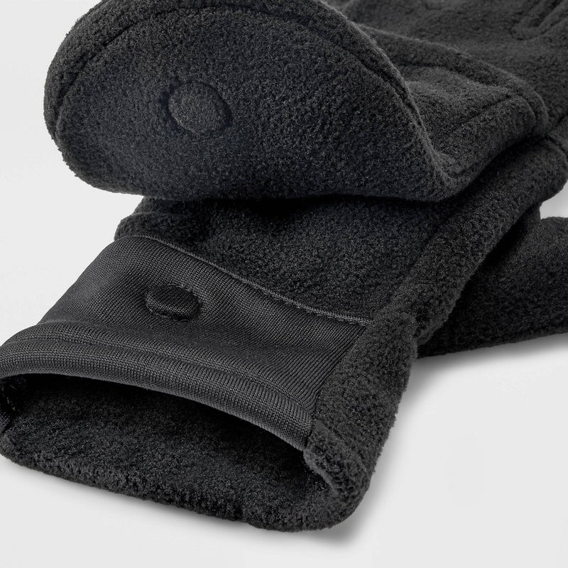 Men's Flip Top Fleece Gloves - All in Motion Black M/L