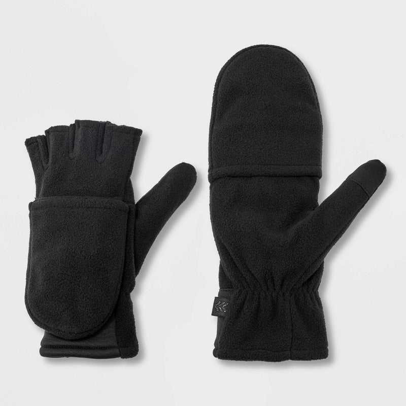 Men's Flip Top Fleece Gloves - All in Motion Black M/L