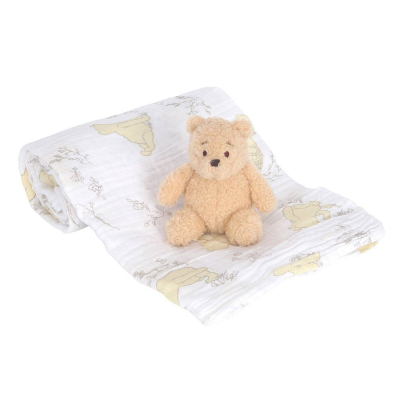 Lambs & Ivy Winnie The Pooh Swaddle Blanket & Plush Gift Set - 2pk